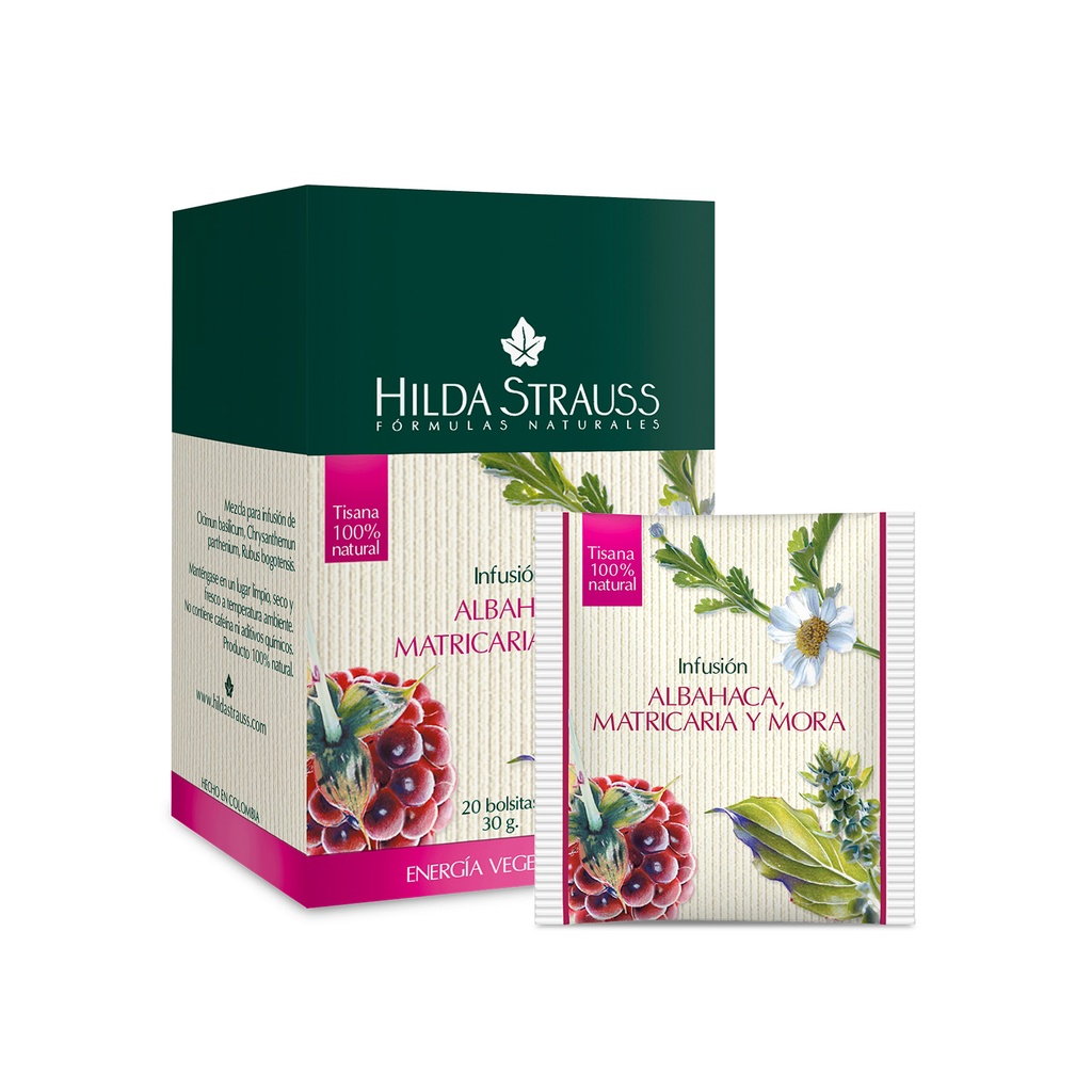 INFUSIÓN DE ALBAHACA, MATRICARIA Y MORA